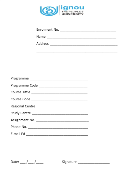 IGNOU Assignment Front Page
