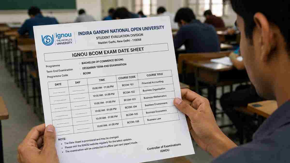 IGNOU BCom Exam Date Sheet
