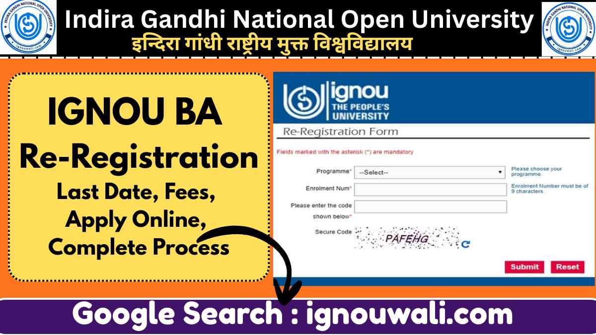 IGNOU BA Re-Registration