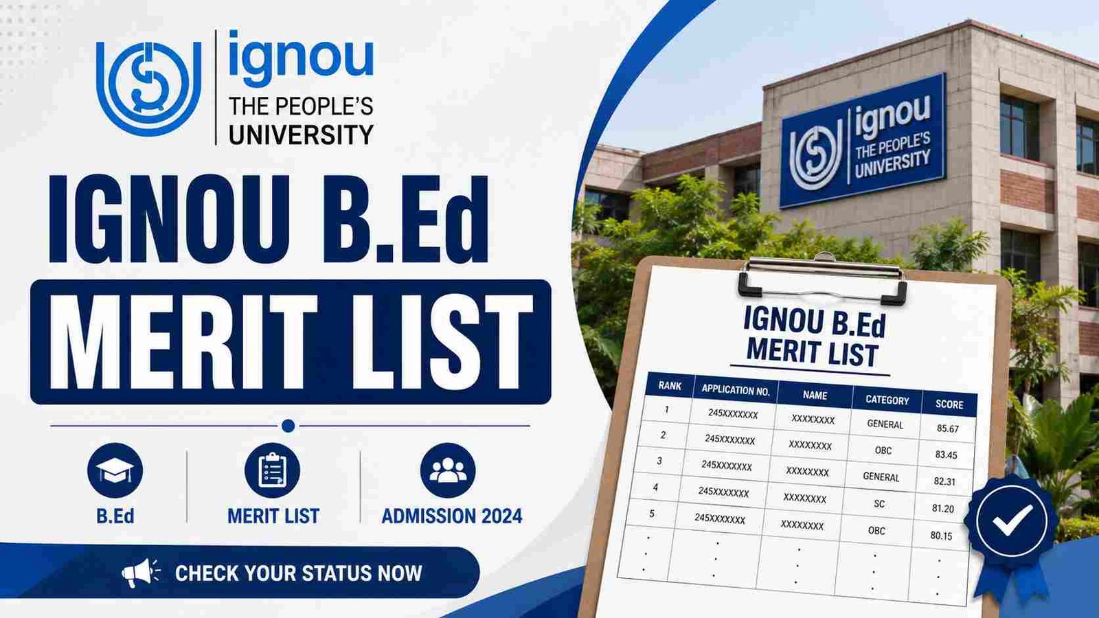 IGNOU B.Ed Merit List